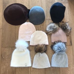 Lot of 9 kids hats- angora, merino and wool